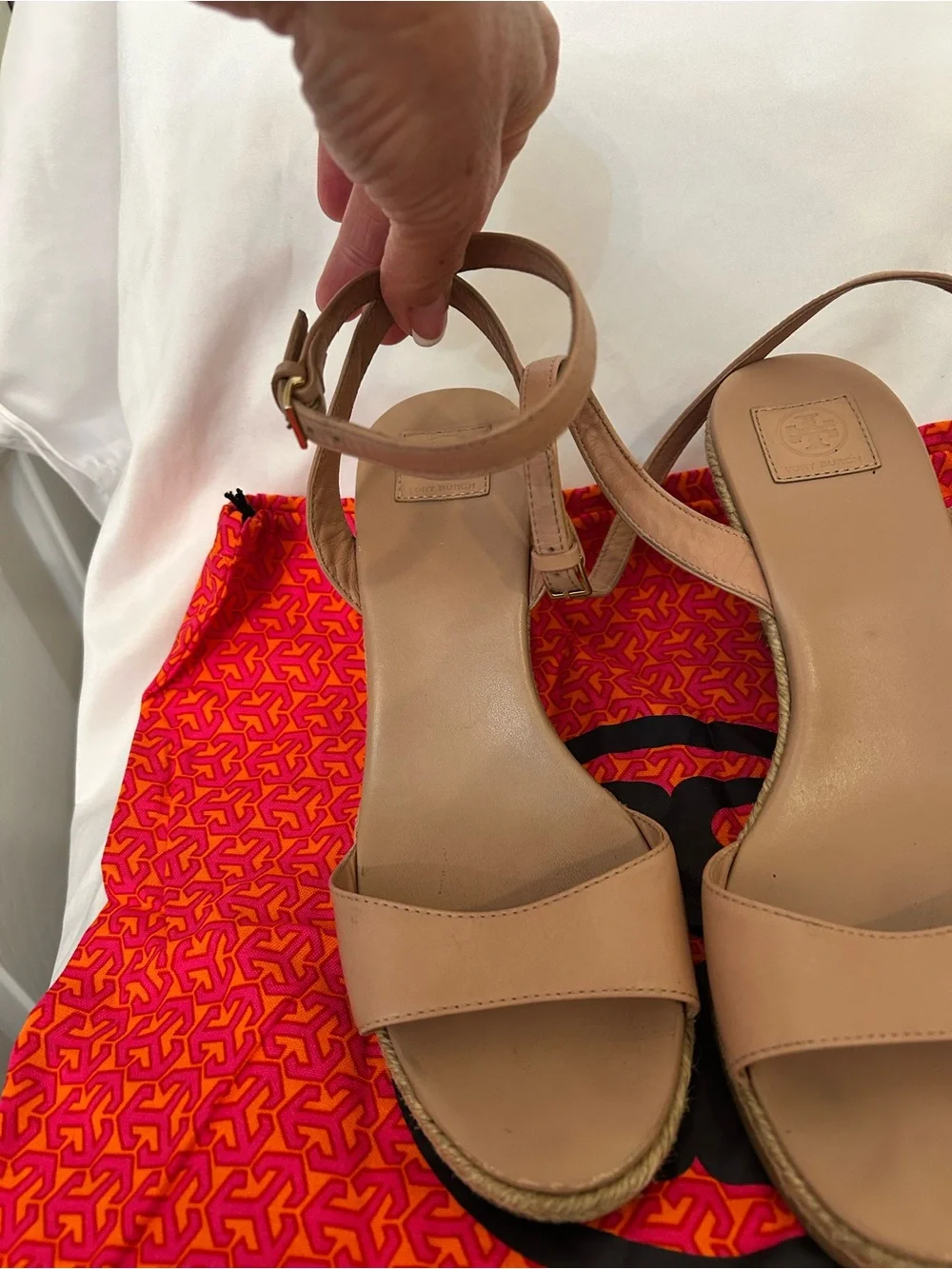 Tory Burch Leather Ankle-Strap Wedge Sandals
